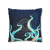 Octopus Kraken Tentacles Galaxy Star Watercolor Art Spun Polyester Square Pillow Case Home Decor