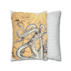 Octopus Kraken Tentacles Golden Sun Ink Art Spun Polyester Square Pillow Case Home Decor