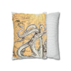 Octopus Kraken Tentacles Golden Sun Ink Art Spun Polyester Square Pillow Case Home Decor
