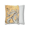 Octopus Kraken Tentacles Golden Sun Ink Art Spun Polyester Square Pillow Case Home Decor