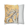 Octopus Kraken Tentacles Golden Sun Ink Art Spun Polyester Square Pillow Case Home Decor