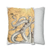 Octopus Kraken Tentacles Golden Sun Ink Art Spun Polyester Square Pillow Case Home Decor