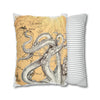 Octopus Kraken Tentacles Golden Sun Ink Art Spun Polyester Square Pillow Case Home Decor