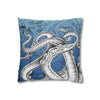 Octopus Kraken Tentacles Ink Blue Vintage Map Art Spun Polyester Square Pillow Case Home Decor