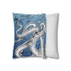 Octopus Kraken Tentacles Ink Blue Vintage Map Art Spun Polyester Square Pillow Case Home Decor