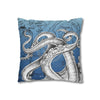 Octopus Kraken Tentacles Ink Blue Vintage Map Art Spun Polyester Square Pillow Case Home Decor