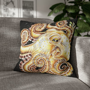 Octopus Kraken Tentacles Ink Coral Black Art Spun Polyester Square Pillow Case 20 × Home Decor