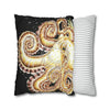 Octopus Kraken Tentacles Ink Coral Black Art Spun Polyester Square Pillow Case Home Decor