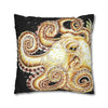 Octopus Kraken Tentacles Ink Coral Black Art Spun Polyester Square Pillow Case Home Decor