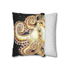 Octopus Kraken Tentacles Ink Coral Black Art Spun Polyester Square Pillow Case Home Decor