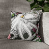 Octopus Kraken Tentacles Ink Floral Roses Art Spun Polyester Square Pillow Case 14 × Home Decor
