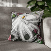 Octopus Kraken Tentacles Ink Floral Roses Art Spun Polyester Square Pillow Case 18 × Home Decor
