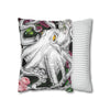 Octopus Kraken Tentacles Ink Floral Roses Art Spun Polyester Square Pillow Case Home Decor