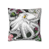 Octopus Kraken Tentacles Ink Floral Roses Art Spun Polyester Square Pillow Case Home Decor