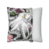 Octopus Kraken Tentacles Ink Floral Roses Art Spun Polyester Square Pillow Case Home Decor