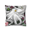 Octopus Kraken Tentacles Ink Floral Roses Art Spun Polyester Square Pillow Case Home Decor