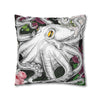 Octopus Kraken Tentacles Ink Floral Roses Art Spun Polyester Square Pillow Case Home Decor