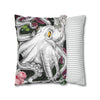 Octopus Kraken Tentacles Ink Floral Roses Art Spun Polyester Square Pillow Case Home Decor