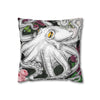 Octopus Kraken Tentacles Ink Floral Roses Art Spun Polyester Square Pillow Case Home Decor