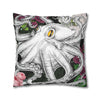 Octopus Kraken Tentacles Ink Floral Roses Art Spun Polyester Square Pillow Case Home Decor