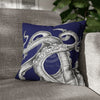 Octopus Kraken Tentacles Navy Blue Ink Art Spun Polyester Square Pillow Case 16 × Home Decor