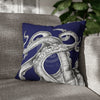 Octopus Kraken Tentacles Navy Blue Ink Art Spun Polyester Square Pillow Case 18 × Home Decor