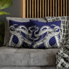 Octopus Kraken Tentacles Navy Blue Ink Art Spun Polyester Square Pillow Case Home Decor