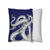 Octopus Kraken Tentacles Navy Blue Ink Art Spun Polyester Square Pillow Case Home Decor