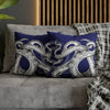 Octopus Kraken Tentacles Navy Blue Ink Art Spun Polyester Square Pillow Case Home Decor