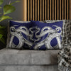 Octopus Kraken Tentacles Navy Blue Ink Art Spun Polyester Square Pillow Case Home Decor