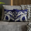 Octopus Kraken Tentacles Navy Blue Ink Art Spun Polyester Square Pillow Case Home Decor