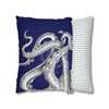 Octopus Kraken Tentacles Navy Blue Ink Art Spun Polyester Square Pillow Case Home Decor