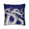 Octopus Kraken Tentacles Navy Blue Ink Art Spun Polyester Square Pillow Case Home Decor
