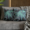 Octopus Kraken Tentacles Teal Black Map Ink Art Spun Polyester Square Pillow Case Home Decor