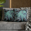 Octopus Kraken Tentacles Teal Black Map Ink Art Spun Polyester Square Pillow Case Home Decor