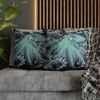 Octopus Kraken Tentacles Teal Black Map Ink Art Spun Polyester Square Pillow Case Home Decor