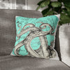 Octopus Kraken Tentacles Teal Map Ink Art Spun Polyester Square Pillow Case 18 × Home Decor