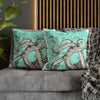 Octopus Kraken Tentacles Teal Map Ink Art Spun Polyester Square Pillow Case Home Decor