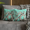 Octopus Kraken Tentacles Teal Map Ink Art Spun Polyester Square Pillow Case Home Decor