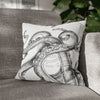 Octopus Kraken Tentacles White Ink Art Spun Polyester Square Pillow Case 16 × Home Decor