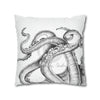 Octopus Kraken Tentacles White Ink Art Spun Polyester Square Pillow Case Home Decor