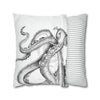 Octopus Kraken Tentacles White Ink Art Spun Polyester Square Pillow Case Home Decor