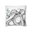 Octopus Kraken Tentacles White Ink Art Spun Polyester Square Pillow Case Home Decor