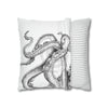 Octopus Kraken Tentacles White Ink Art Spun Polyester Square Pillow Case Home Decor