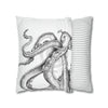 Octopus Kraken Tentacles White Ink Art Spun Polyester Square Pillow Case Home Decor