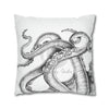 Octopus Kraken Tentacles White Ink Art Spun Polyester Square Pillow Case Home Decor