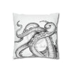 Octopus Kraken Tentacles White Ink Art Spun Polyester Square Pillow Case Home Decor
