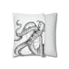 Octopus Kraken Tentacles White Ink Art Spun Polyester Square Pillow Case Home Decor