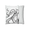 Octopus Kraken Tentacles White Ink Art Spun Polyester Square Pillow Case Home Decor