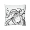 Octopus Kraken Tentacles White Ink Art Spun Polyester Square Pillow Case Home Decor